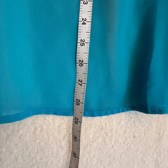 Lane‎ Bryant Teal Blue Sheer Trim Duster Cardigan Flowy Draped Fits 1XL-2XL - Picture 6 of 7